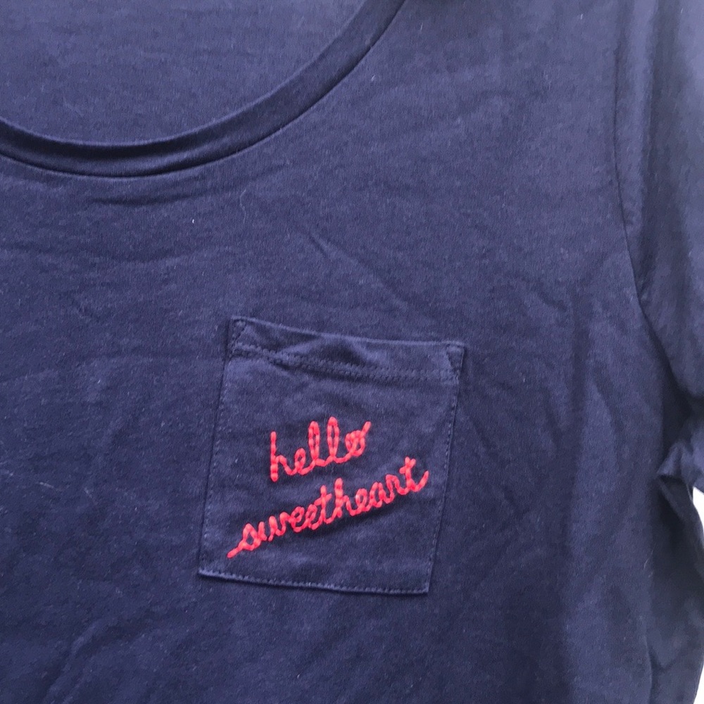 NWT Motherhood Maternity Hello Sweetheart Blue Pocket Short Sleeves Tee 1X